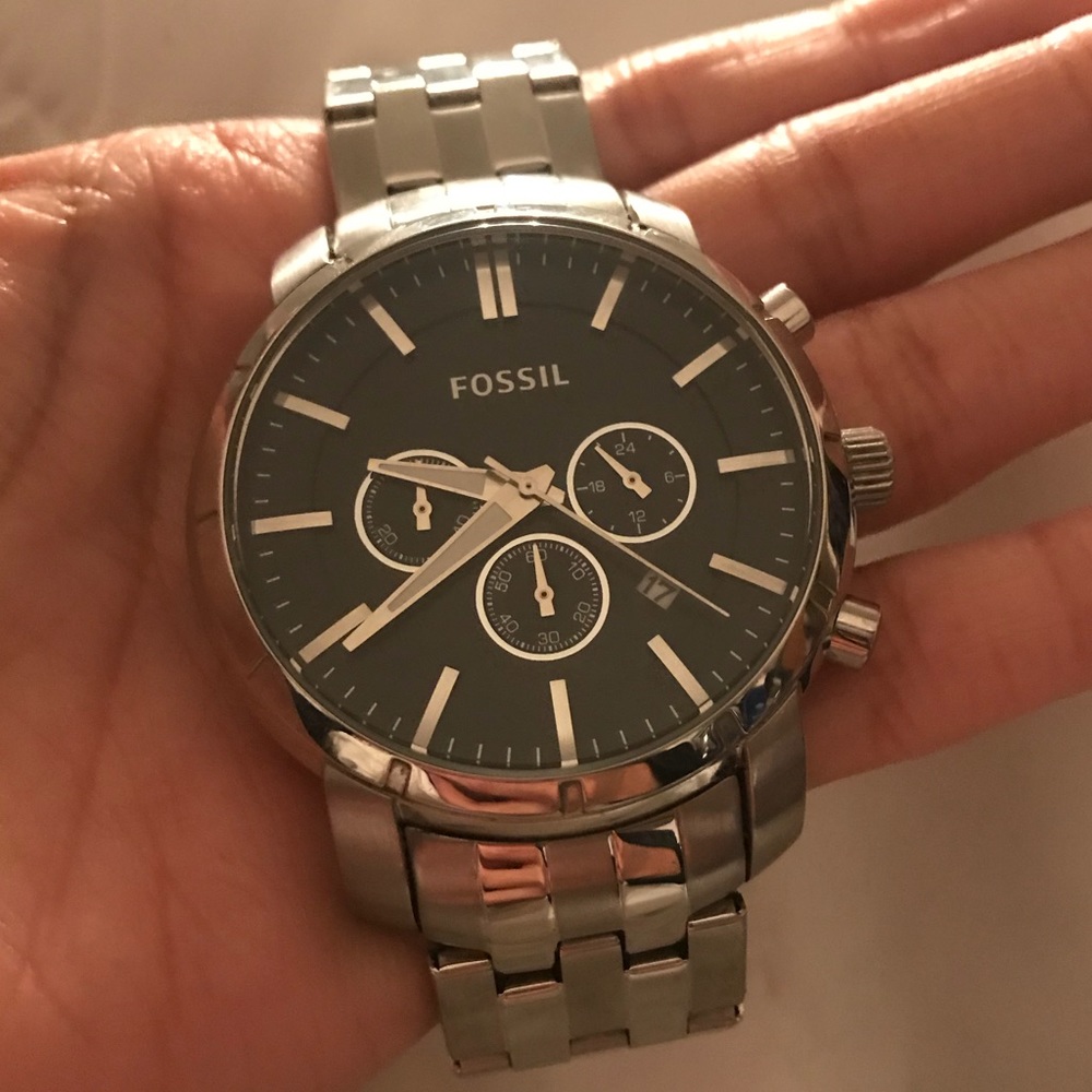 Silver Fossil Watch
